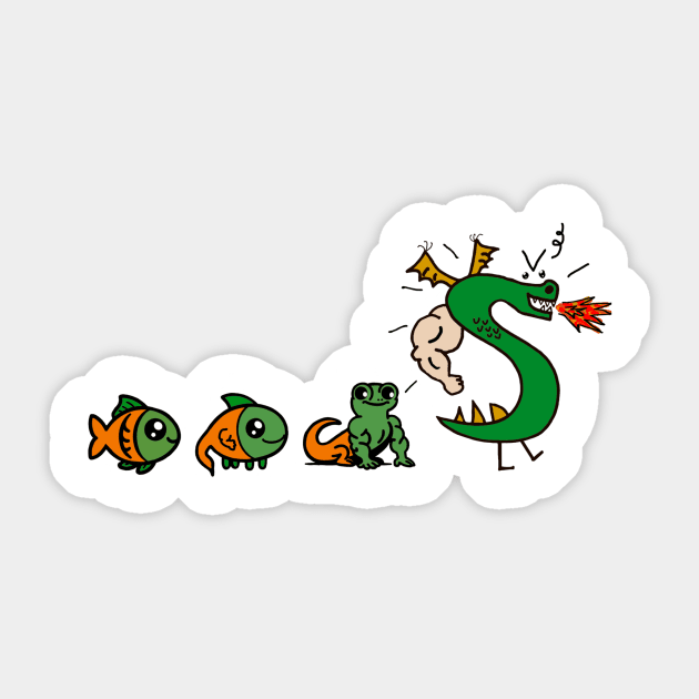 Evolution of Trogdor the Burninator Sticker by Morning Calm